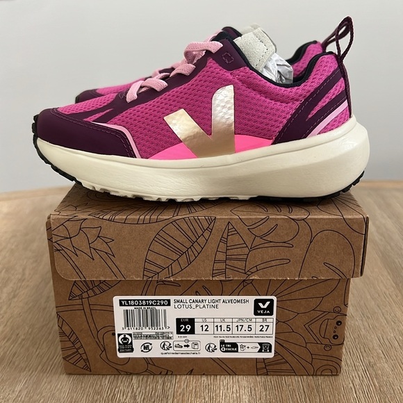 Veja Canary Light Alveomesh Lotus Platine Girl Sneakers Euro 29 31 Child 12 13.5 - Picture 7 of 8